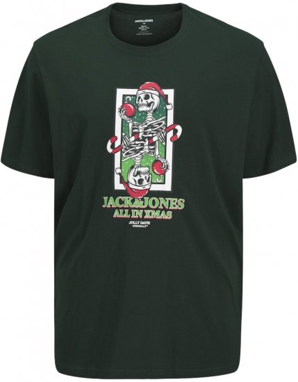 Jack & Jones XMAS Christmas Skull T-Shirt Dark Slate Grey - Majice Kratkih Rukava - Muške Majice Kratkih Rukava Veliki Brojevi 