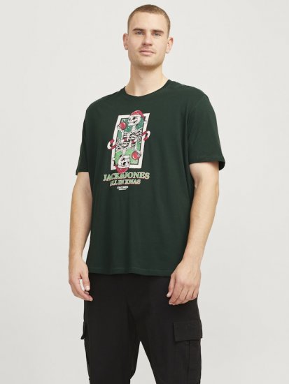 Jack & Jones XMAS Christmas Skull T-Shirt Dark Slate Grey - Majice Kratkih Rukava - Muške Majice Kratkih Rukava Veliki Brojevi 