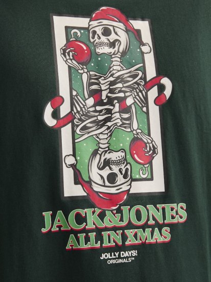 Jack & Jones XMAS Christmas Skull T-Shirt Dark Slate Grey - Majice Kratkih Rukava - Muške Majice Kratkih Rukava Veliki Brojevi 