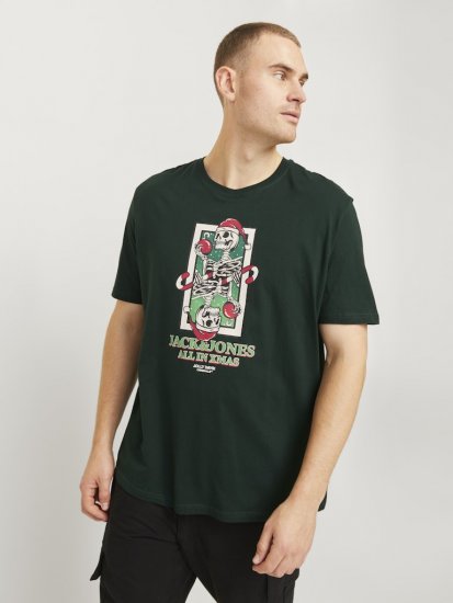 Jack & Jones XMAS Christmas Skull T-Shirt Dark Slate Grey - Majice Kratkih Rukava - Muške Majice Kratkih Rukava Veliki Brojevi 