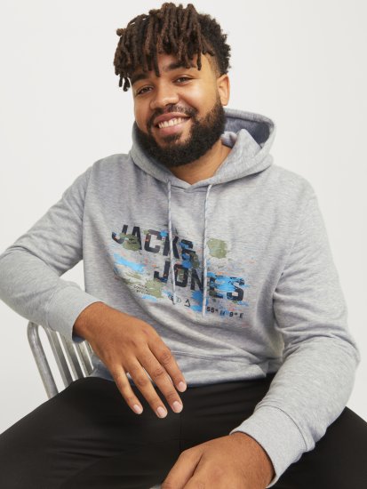 Jack & Jones JCOOUTDOOR Hoodie Light Grey - Puloveri & dukserice - Muške Puloveri & dukserice veliki brojevi