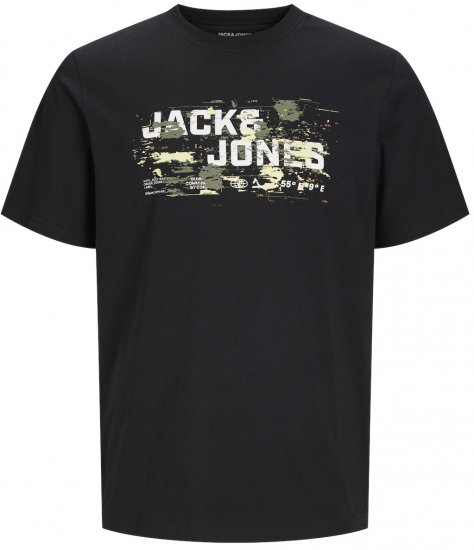 Jack & Jones JCOOUTDOOR LOGO T-Shirt Black - Majice Kratkih Rukava - Muške Majice Kratkih Rukava Veliki Brojevi 