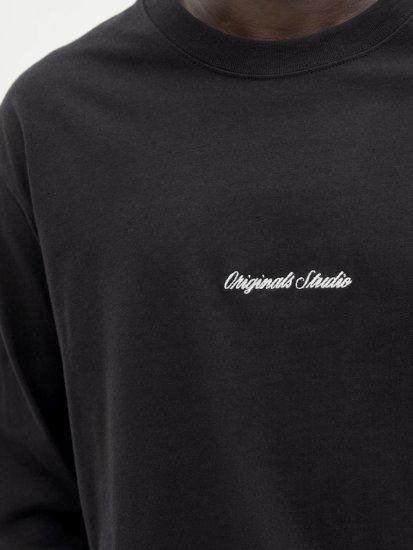 Jack & Jones Norrebro Crew Neck Long Sleeve T-Shirt Black - Majice Kratkih Rukava - Muške Majice Kratkih Rukava Veliki Brojevi 