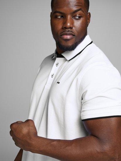 Jack & Jones PAULOS Short Sleeve Polo White/PS - Polo majice - Muške Polo Majice Veliki Brojevi