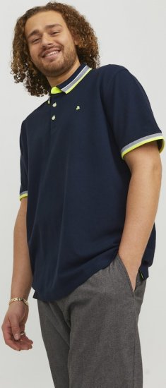 Jack & Jones PAULOS Short Sleeve Polo Dark Navy/NEON - Polo majice - Muške Polo Majice Veliki Brojevi