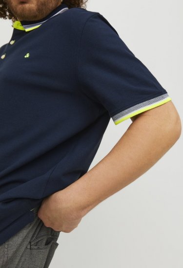 Jack & Jones PAULOS Short Sleeve Polo Dark Navy/NEON - Polo majice - Muške Polo Majice Veliki Brojevi