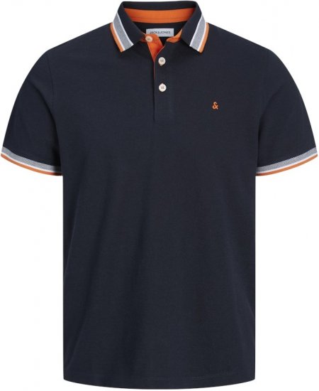 Jack & Jones PAULOS Short Sleeve Polo Black Navy/NEON - Polo majice - Muške Polo Majice Veliki Brojevi