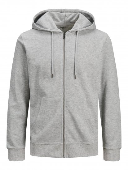 Jack & Jones Basic Sweat Zip Hood Light Grey Melange - Puloveri & dukserice - Muške Puloveri & dukserice veliki brojevi