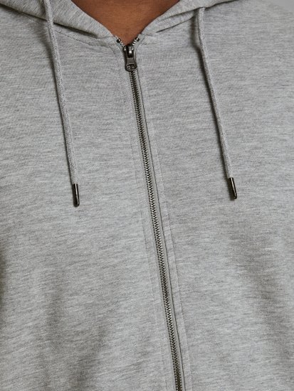 Jack & Jones Basic Sweat Zip Hood Light Grey Melange - Puloveri & dukserice - Muške Puloveri & dukserice veliki brojevi