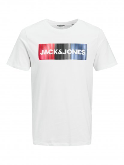 Jack & Jones JJECORP Logo Play T-Shirt White - Majice Kratkih Rukava - Muške Majice Kratkih Rukava Veliki Brojevi 