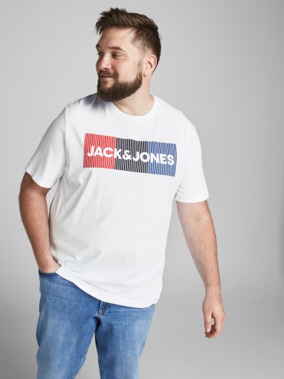 Jack & Jones JJECORP Logo Play T-Shirt White - Majice Kratkih Rukava - Muške Majice Kratkih Rukava Veliki Brojevi 