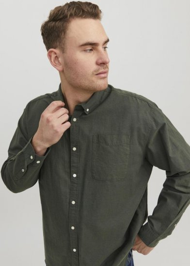 Jack & Jones OXFORD LS Shirt Green - Košulje - Muške Košulje Veliki Brojevi