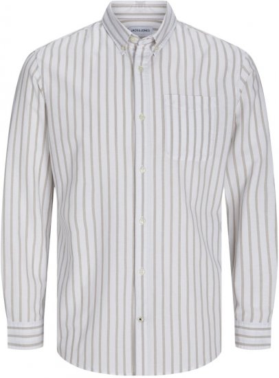 Jack & Jones OXFORD LS Shirt Striped White - Košulje - Muške Košulje Veliki Brojevi