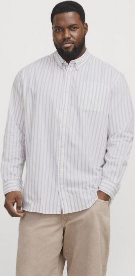 Jack & Jones OXFORD LS Shirt Striped White - Košulje - Muške Košulje Veliki Brojevi