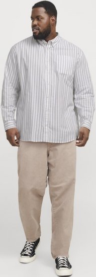 Jack & Jones OXFORD LS Shirt Striped White - Košulje - Muške Košulje Veliki Brojevi