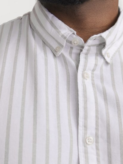 Jack & Jones OXFORD LS Shirt Striped White - Košulje - Muške Košulje Veliki Brojevi