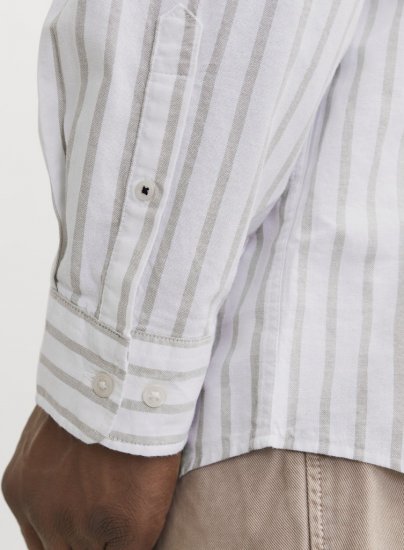 Jack & Jones OXFORD LS Shirt Striped White - Košulje - Muške Košulje Veliki Brojevi