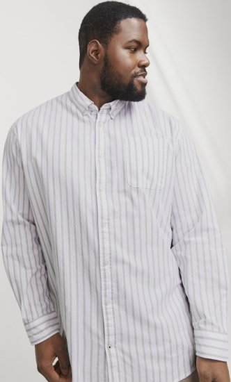Jack & Jones OXFORD LS Shirt Striped White - Košulje - Muške Košulje Veliki Brojevi