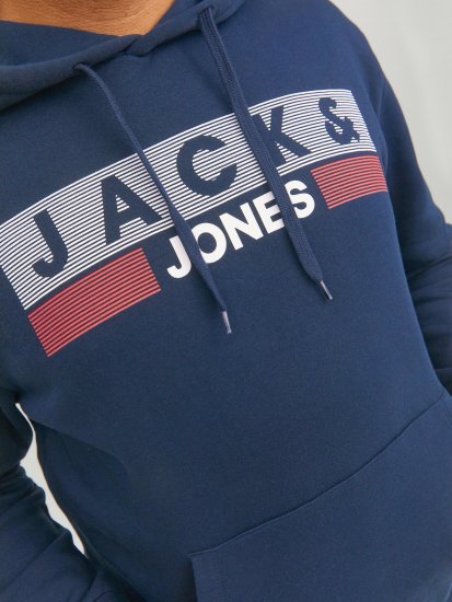 Jack & Jones CORP LOGO PLAY 4 Print Hoodie Navy Blazer - Puloveri & dukserice - Muške Puloveri & dukserice veliki brojevi