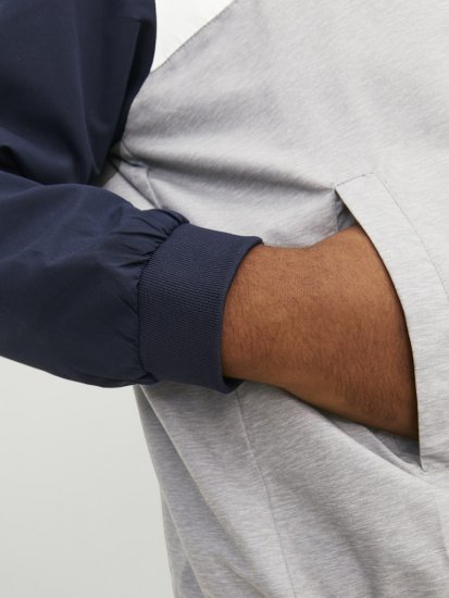 Jack & Jones RUSH White/Grey Blocking Bomber Jacket with Hood Navy Blazer - Jakne - Muške Jakne Veliki Brojevi