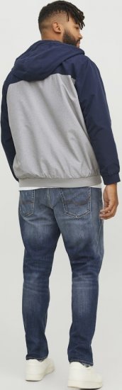 Jack & Jones RUSH White/Grey Blocking Bomber Jacket with Hood Navy Blazer - Jakne - Muške Jakne Veliki Brojevi