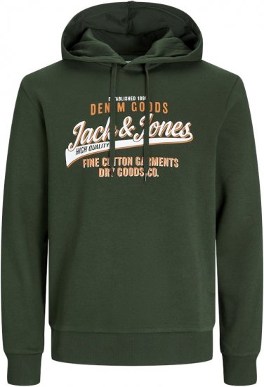 Jack & Jones 2 COL LOGO Hoodie Kombu Green - Puloveri & dukserice - Muške Puloveri & dukserice veliki brojevi