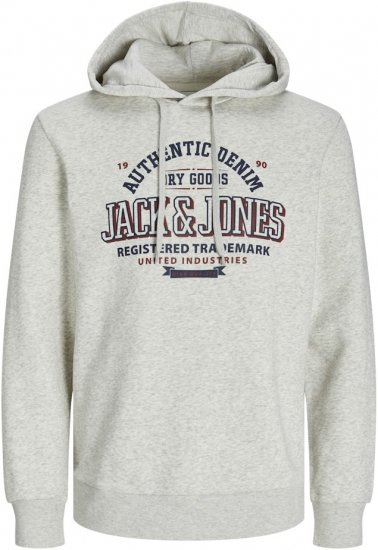 Jack & Jones 2 COL LOGO Hoodie White Melange - Puloveri & dukserice - Muške Puloveri & dukserice veliki brojevi