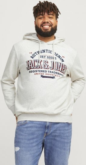 Jack & Jones 2 COL LOGO Hoodie White Melange - Puloveri & dukserice - Muške Puloveri & dukserice veliki brojevi