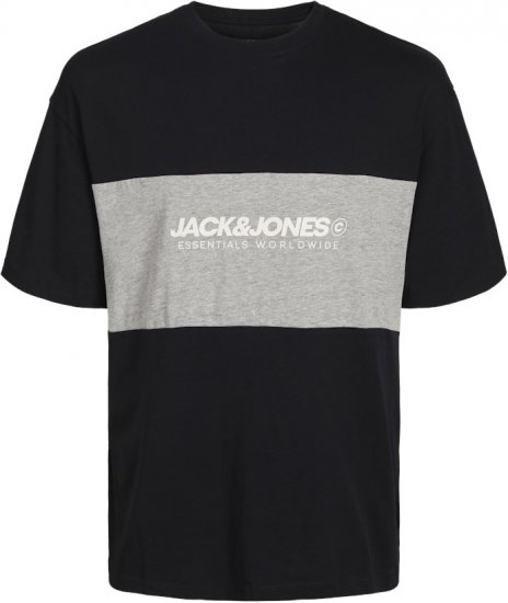 Jack & Jones LEGACY BLOCKING T-Shirt Black - Majice Kratkih Rukava - Muške Majice Kratkih Rukava Veliki Brojevi 