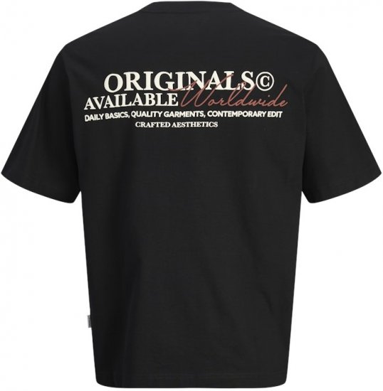 Jack & Jones Lington Crew Neck T-Shirt Black - Majice Kratkih Rukava - Muške Majice Kratkih Rukava Veliki Brojevi 