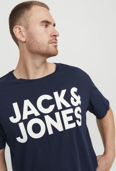 Jack & Jones CORP Logo T-Shirt Navy Blazer - Majice Kratkih Rukava - Muške Majice Kratkih Rukava Veliki Brojevi 