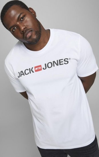 Jack & Jones JJECORP LOGO T-Shirt White - Majice Kratkih Rukava - Muške Majice Kratkih Rukava Veliki Brojevi 
