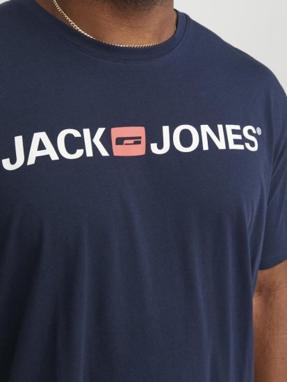 Jack & Jones Corp Logo Crew Neck T-Shirt Navy Blazer - Majice Kratkih Rukava - Muške Majice Kratkih Rukava Veliki Brojevi 
