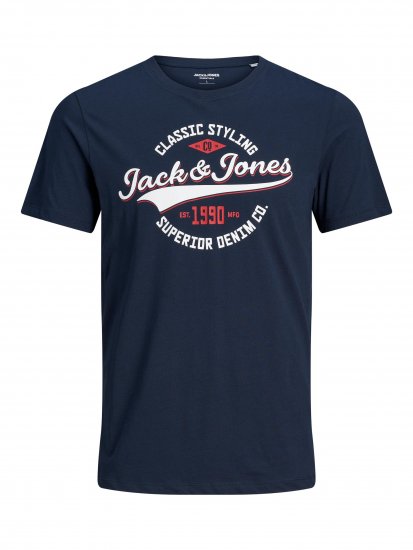 Jack & Jones JJELOGO TEE Navy - Majice Kratkih Rukava - Muške Majice Kratkih Rukava Veliki Brojevi 