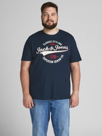 Jack & Jones JJELOGO TEE Navy - Majice Kratkih Rukava - Muške Majice Kratkih Rukava Veliki Brojevi 