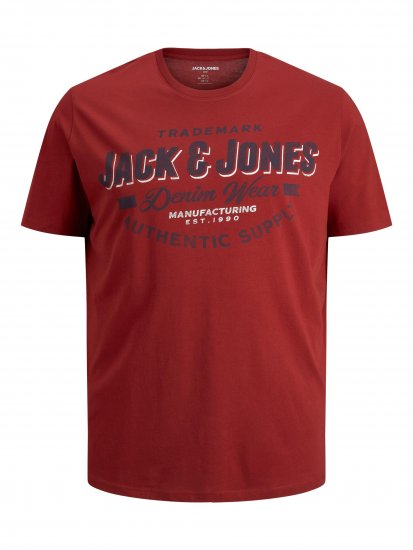 Jack & Jones JJELOGO TEE Red - Majice Kratkih Rukava - Muške Majice Kratkih Rukava Veliki Brojevi 