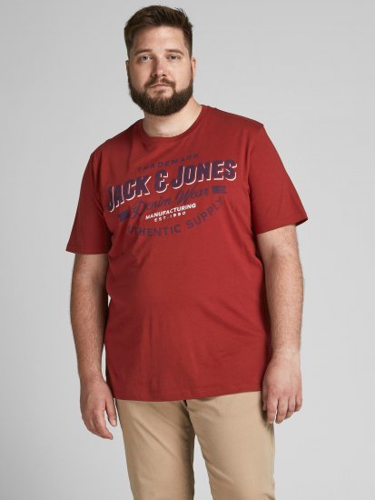 Jack & Jones JJELOGO TEE Red - Majice Kratkih Rukava - Muške Majice Kratkih Rukava Veliki Brojevi 