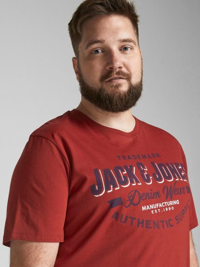 Jack & Jones JJELOGO TEE Red - Majice Kratkih Rukava - Muške Majice Kratkih Rukava Veliki Brojevi 