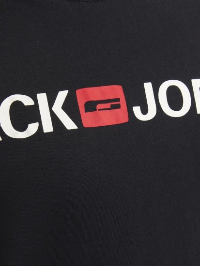 Jack & Jones Corp Logo Crew Neck T-Shirt Black - Majice Kratkih Rukava - Muške Majice Kratkih Rukava Veliki Brojevi 