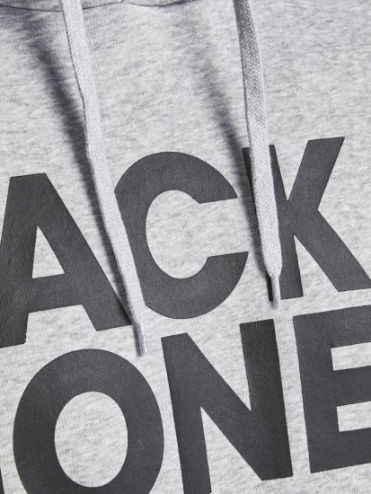 Jack & Jones CORP LOGO Large Print Hoodie Light Grey Melange - Puloveri & dukserice - Muške Puloveri & dukserice veliki brojevi