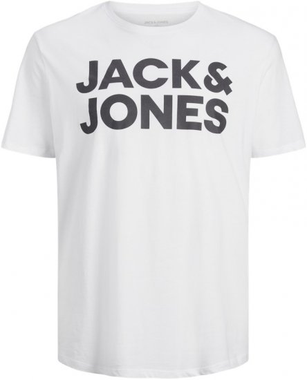 Jack & Jones CORP Logo T-Shirt White w Large Black Print - Majice Kratkih Rukava - Muške Majice Kratkih Rukava Veliki Brojevi 