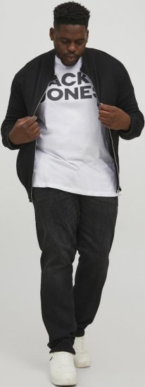 Jack & Jones CORP Logo T-Shirt White w Large Black Print - Majice Kratkih Rukava - Muške Majice Kratkih Rukava Veliki Brojevi 