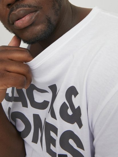 Jack & Jones CORP Logo T-Shirt White w Large Black Print - Majice Kratkih Rukava - Muške Majice Kratkih Rukava Veliki Brojevi 