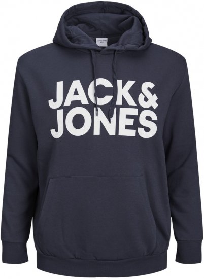 Jack & Jones CORP LOGO Large Print Hoodie Navy Blazer - Puloveri & dukserice - Muške Puloveri & dukserice veliki brojevi