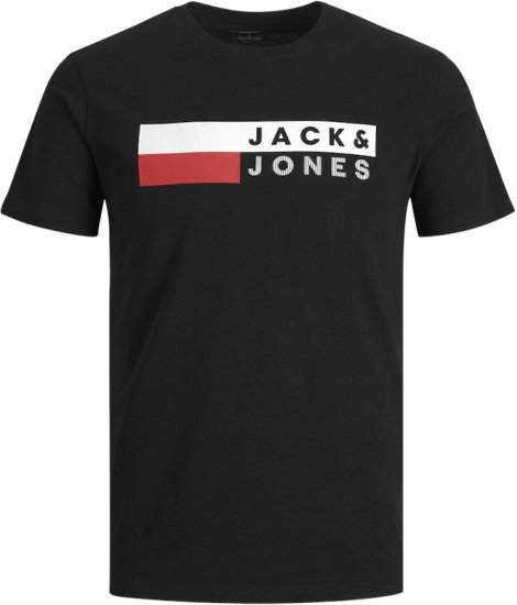 Jack & Jones CORP Logo T-Shirt Black/PLAY 4 - Majice Kratkih Rukava - Muške Majice Kratkih Rukava Veliki Brojevi 