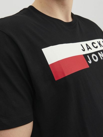 Jack & Jones CORP Logo T-Shirt Black/PLAY 4 - Majice Kratkih Rukava - Muške Majice Kratkih Rukava Veliki Brojevi 