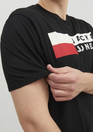 Jack & Jones CORP Logo T-Shirt Black/PLAY 4 - Majice Kratkih Rukava - Muške Majice Kratkih Rukava Veliki Brojevi 
