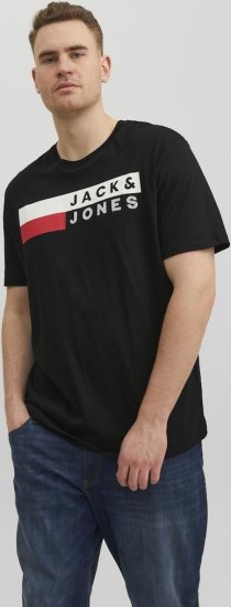 Jack & Jones CORP Logo T-Shirt Black/PLAY 4 - Majice Kratkih Rukava - Muške Majice Kratkih Rukava Veliki Brojevi 