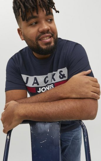Jack & Jones CORP Logo T-Shirt Navy/PLAY 4 - Majice Kratkih Rukava - Muške Majice Kratkih Rukava Veliki Brojevi 