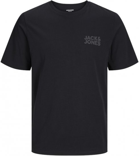 Jack & Jones CORP Logo T-Shirt Black w Small Black Print - Majice Kratkih Rukava - Muške Majice Kratkih Rukava Veliki Brojevi 